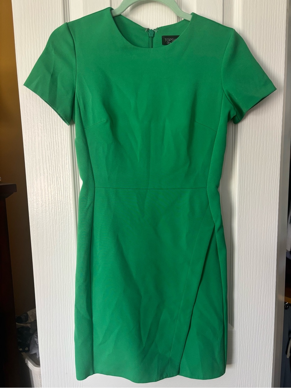 Topshop Green Short Sleeve Sheath Dress